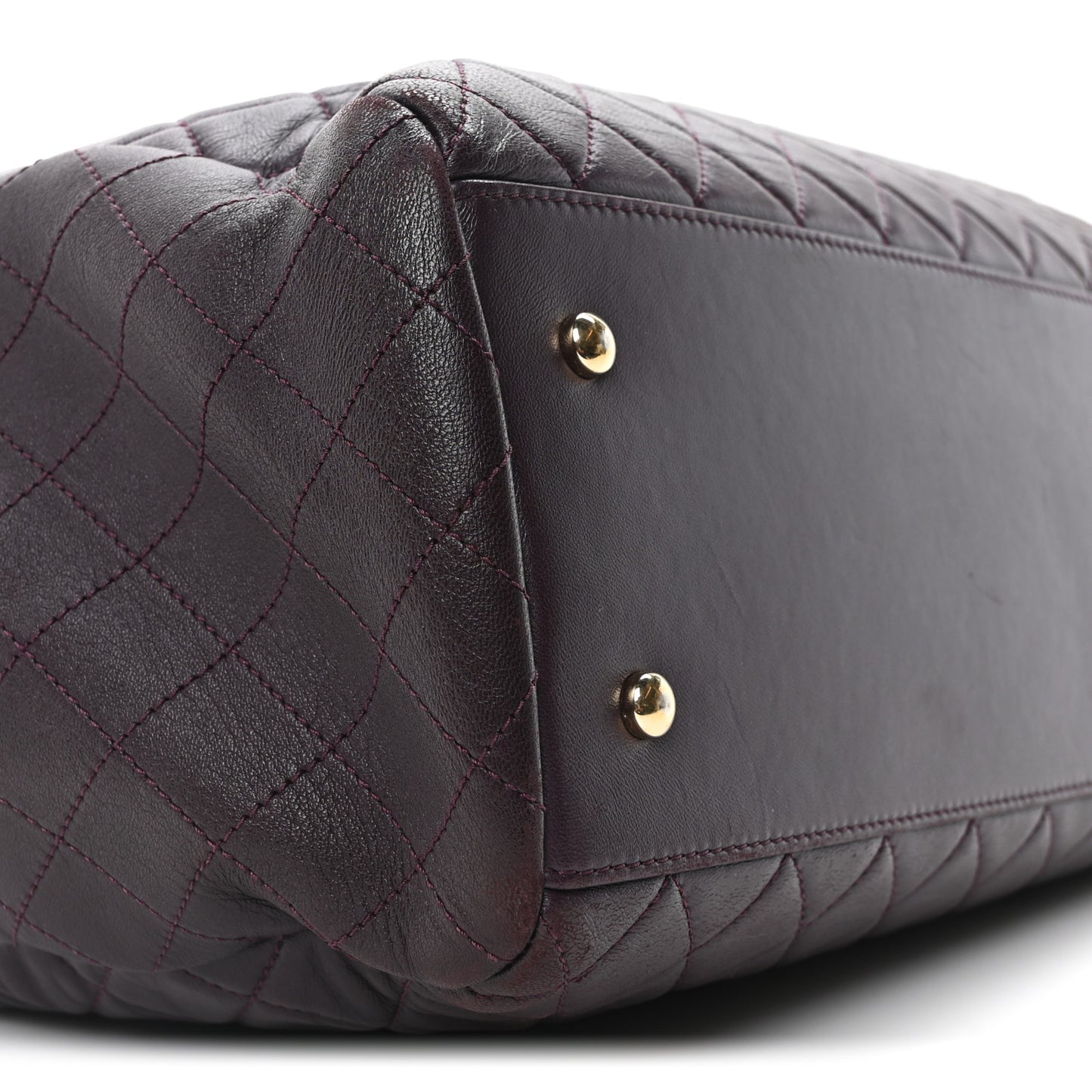 Lambskin Quilted Large Drawstring Shoulder Bag Dark Purple