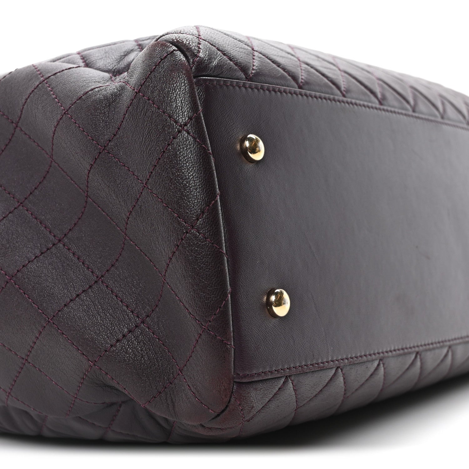Chanel Lambskin Quilted Large Drawstring Shoulder Bag Dark Purple 9 of 10
