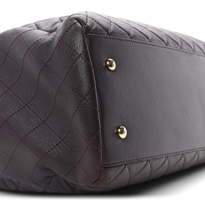 Chanel Lambskin Quilted Large Drawstring Shoulder Bag Dark Purple 9 of 10