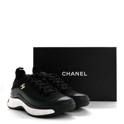 Chanel Velvet Calfskin Mixed Fibers CC Sneakers 38 Black 11 of 11