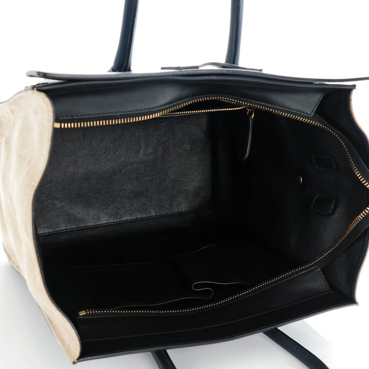 Linen Smooth Calfskin Mini Bi-Color Luggage Natural Black