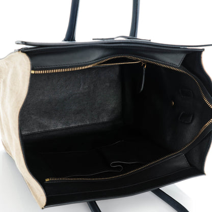 Celine Linen Smooth Calfskin Mini Bi-Color Luggage Natural Black 9 of 10