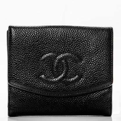 Chanel Caviar Timeless CC Compact French Wallet Black 1 of 8