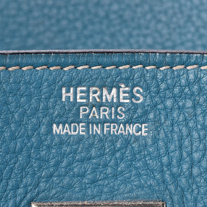 Hermes Taurillon Clemence Birkin 35 Blue Jean 17 of 33