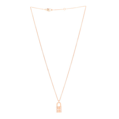 Hermes 18K Rose Gold Diamond Amulettes Cadenas Pendant Necklace 3 of 4