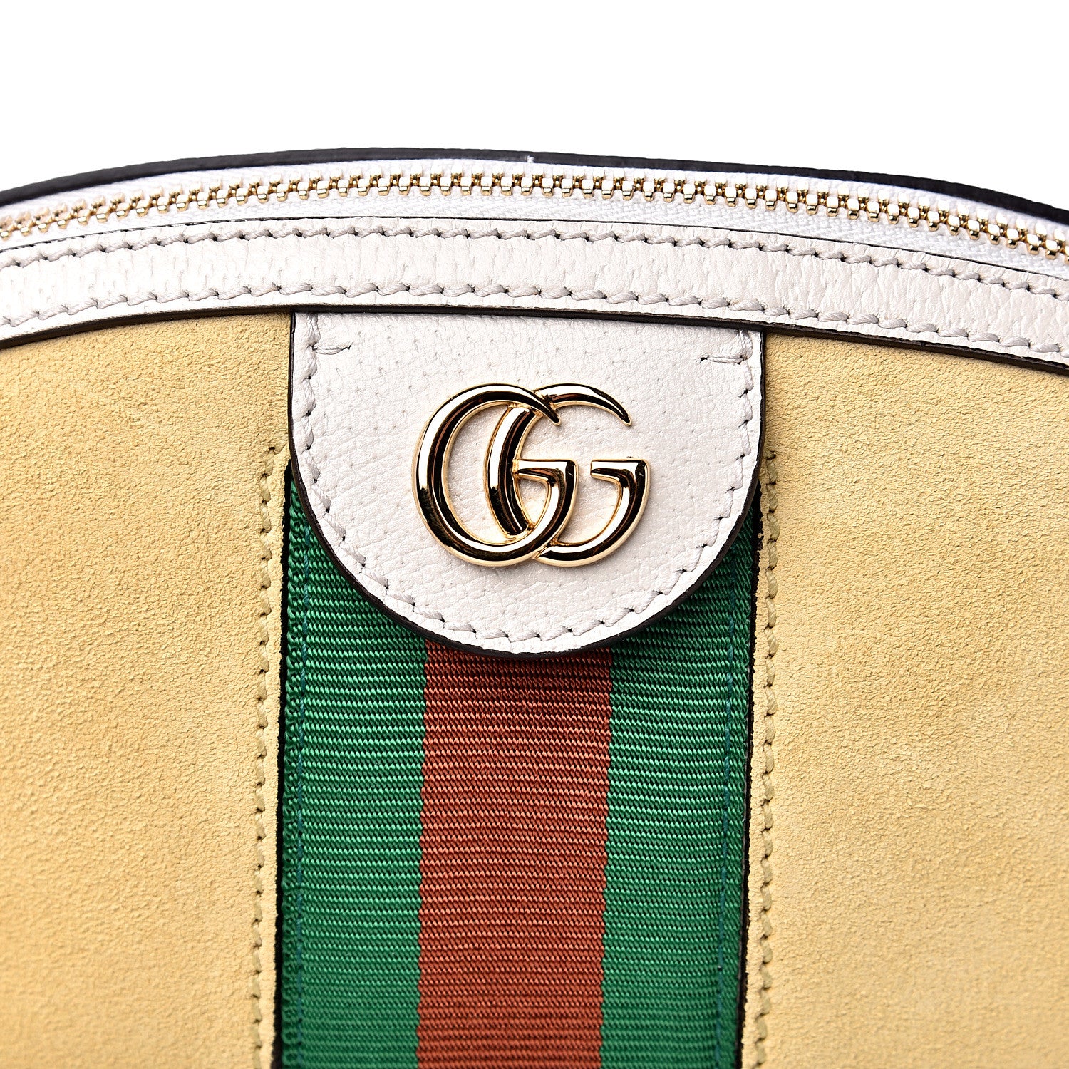 Gucci Suede Calfskin GG Web Small Ophidia Dome Shoulder Bag Burro New Mystic White 10 of 13