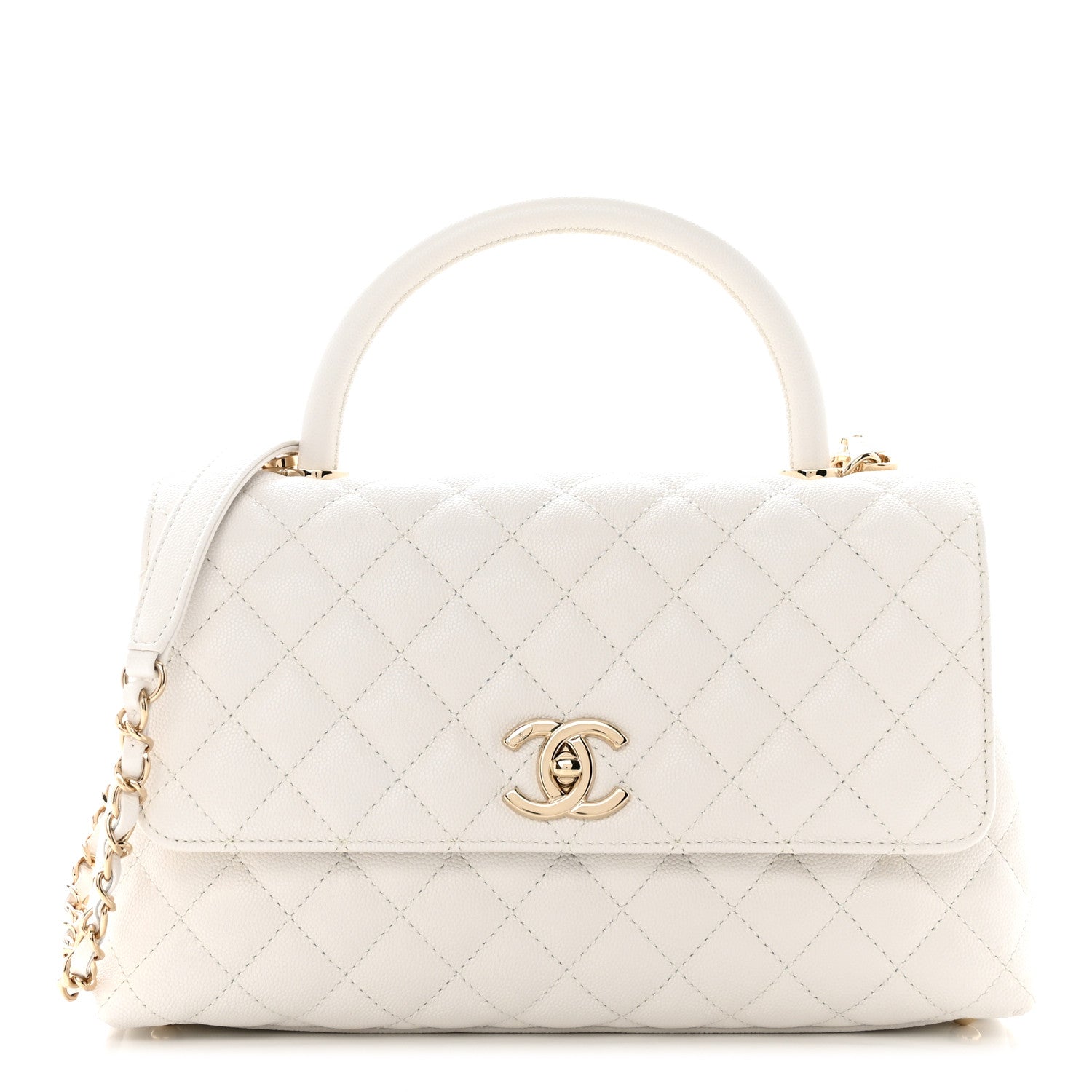 Chanel Caviar Quilted Small Coco Handle Flap White 1 of 11