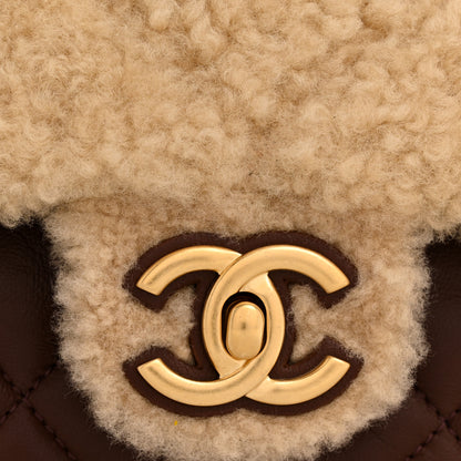 Chanel Shearling Lambskin Quilted Furry Coco Flap Beige Dark Brown 12 of 12
