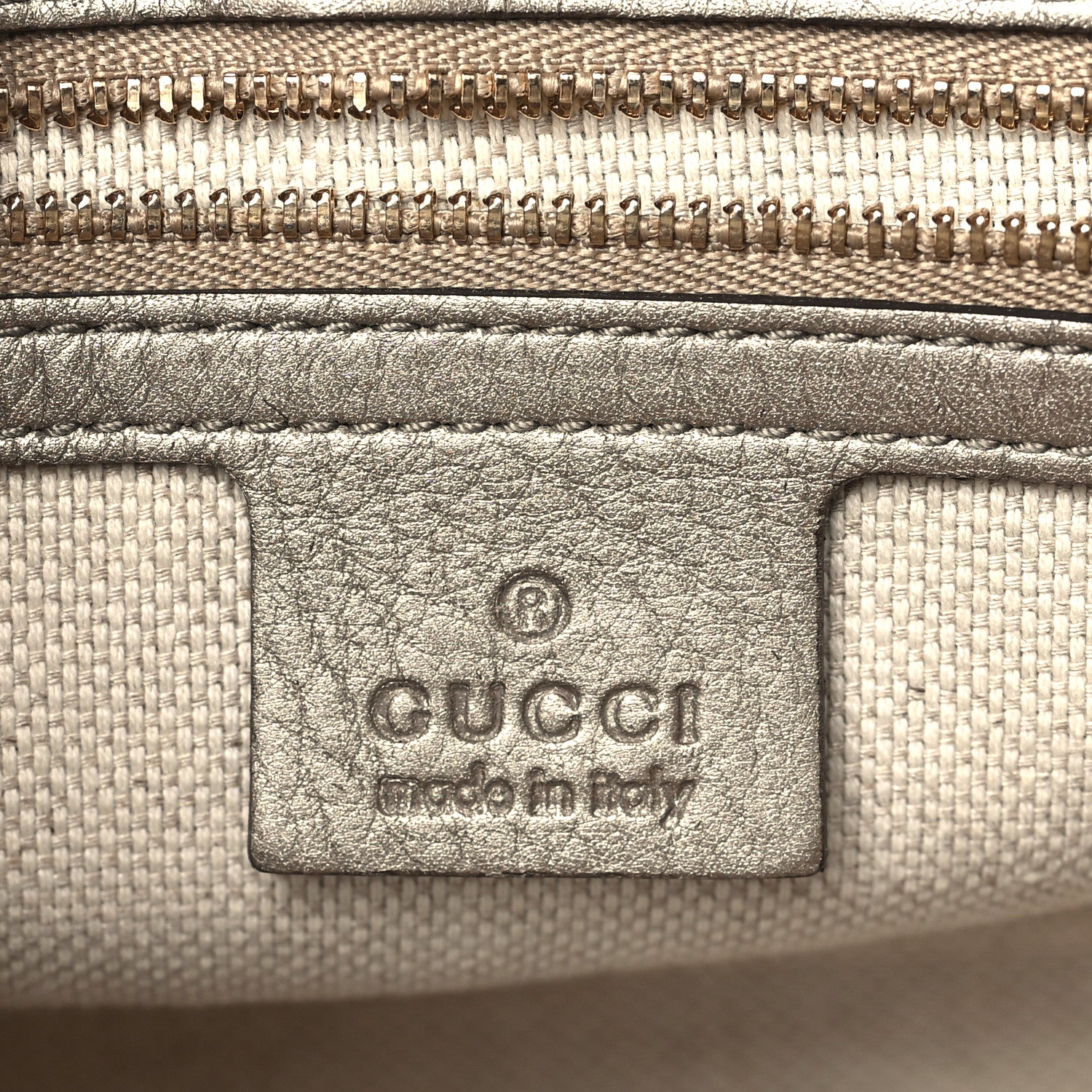 Gucci Metallic Pebbled Calfskin Medium Soho Flap Crossbody Golden Beige 6 of 11
