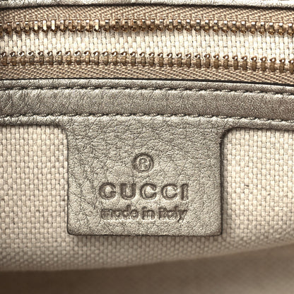 Gucci Metallic Pebbled Calfskin Medium Soho Flap Crossbody Golden Beige 6 of 11