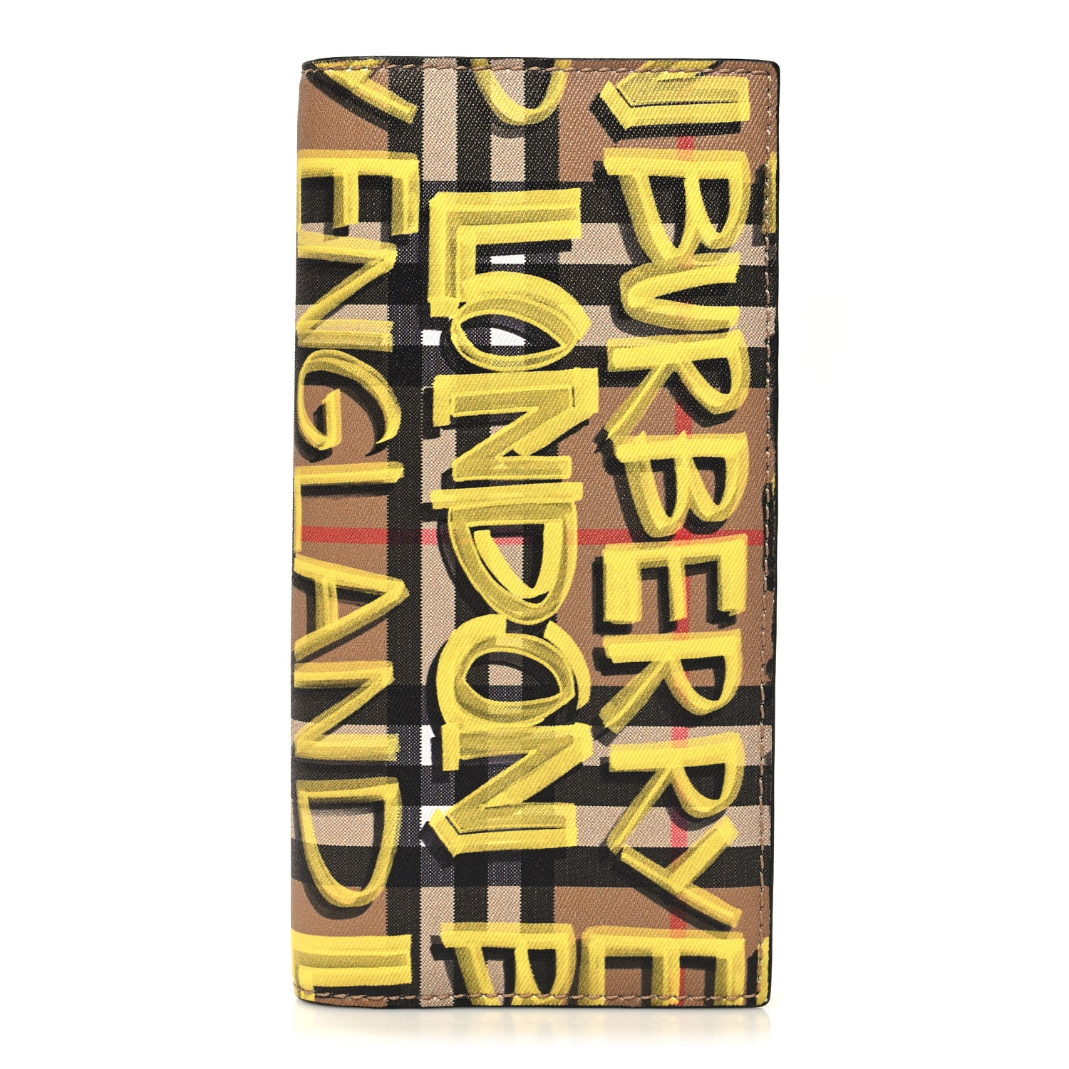 Burberry Vintage Check Graffiti Print Continental Wallet Yellow 1 of 9