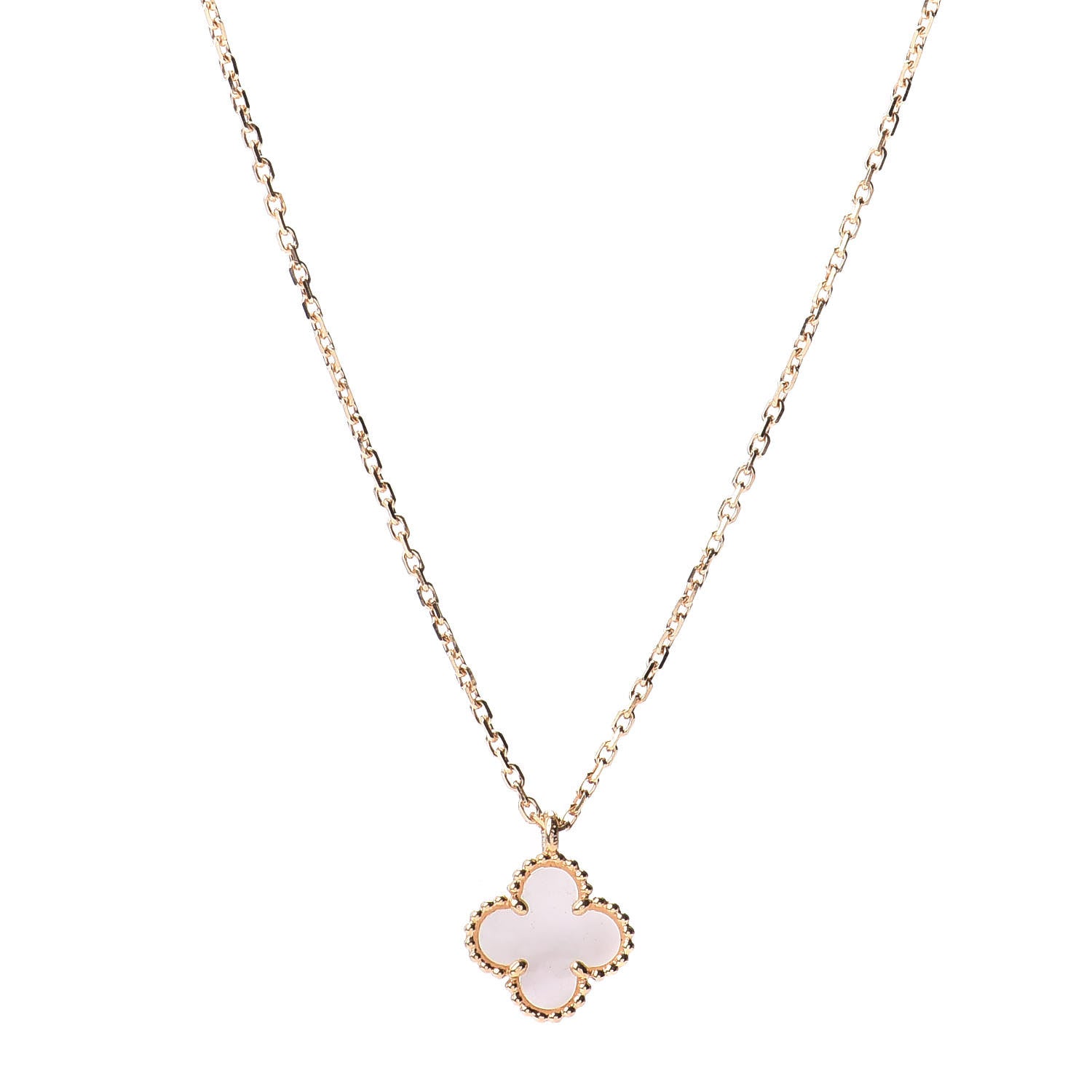 Van Cleef & Arpels 18K Yellow Gold Mother of Pearl Sweet Alhambra Pendant Necklace 1 of 4
