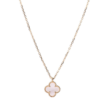 Van Cleef & Arpels 18K Yellow Gold Mother of Pearl Sweet Alhambra Pendant Necklace 1 of 4