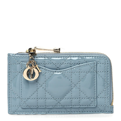 Christian Dior Patent Cannage Lady Dior Card Holder Cloud Blue 1 of 8