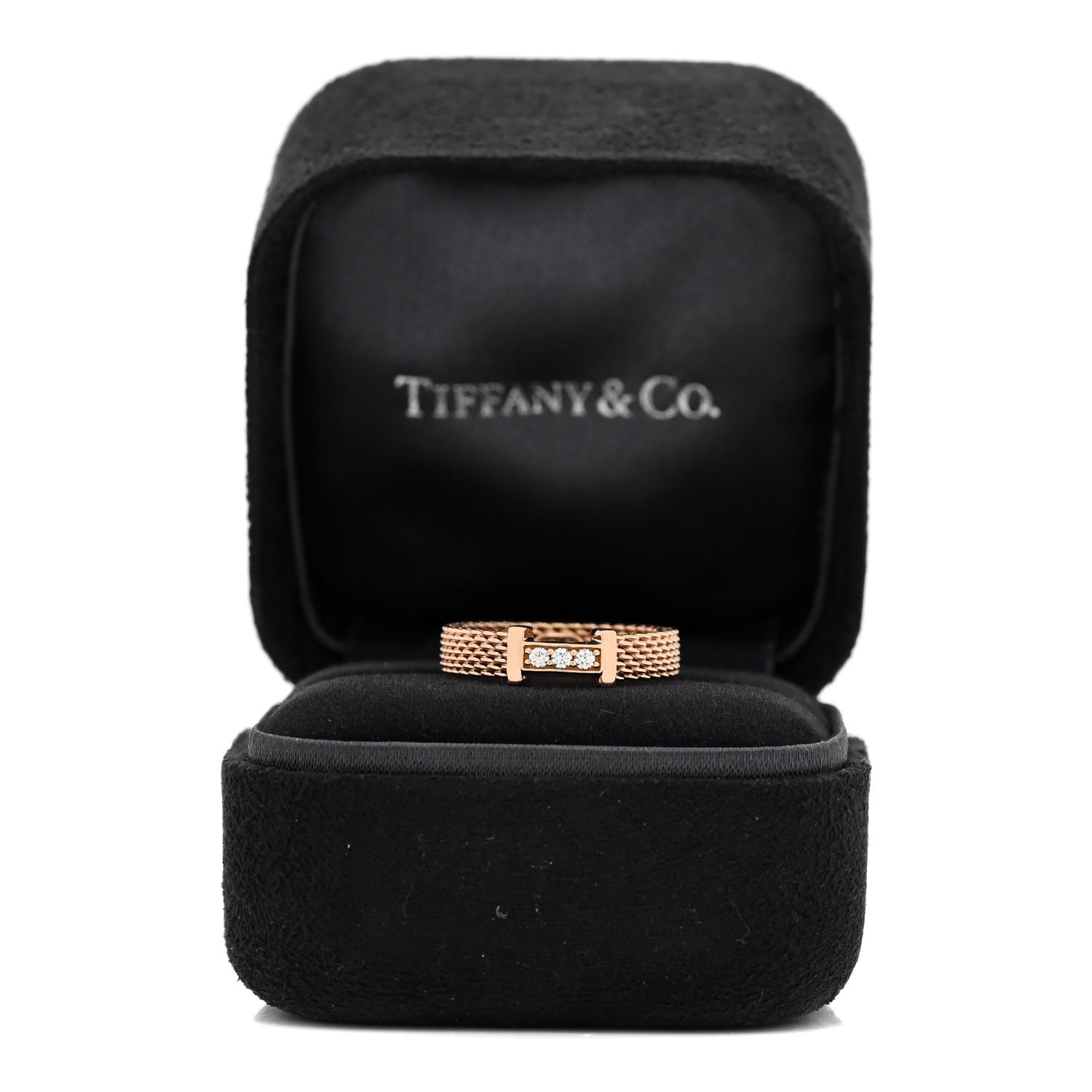 Tiffany 18K Rose Gold Diamond Narrow Somerset Ring 48 4.5 5 of 5