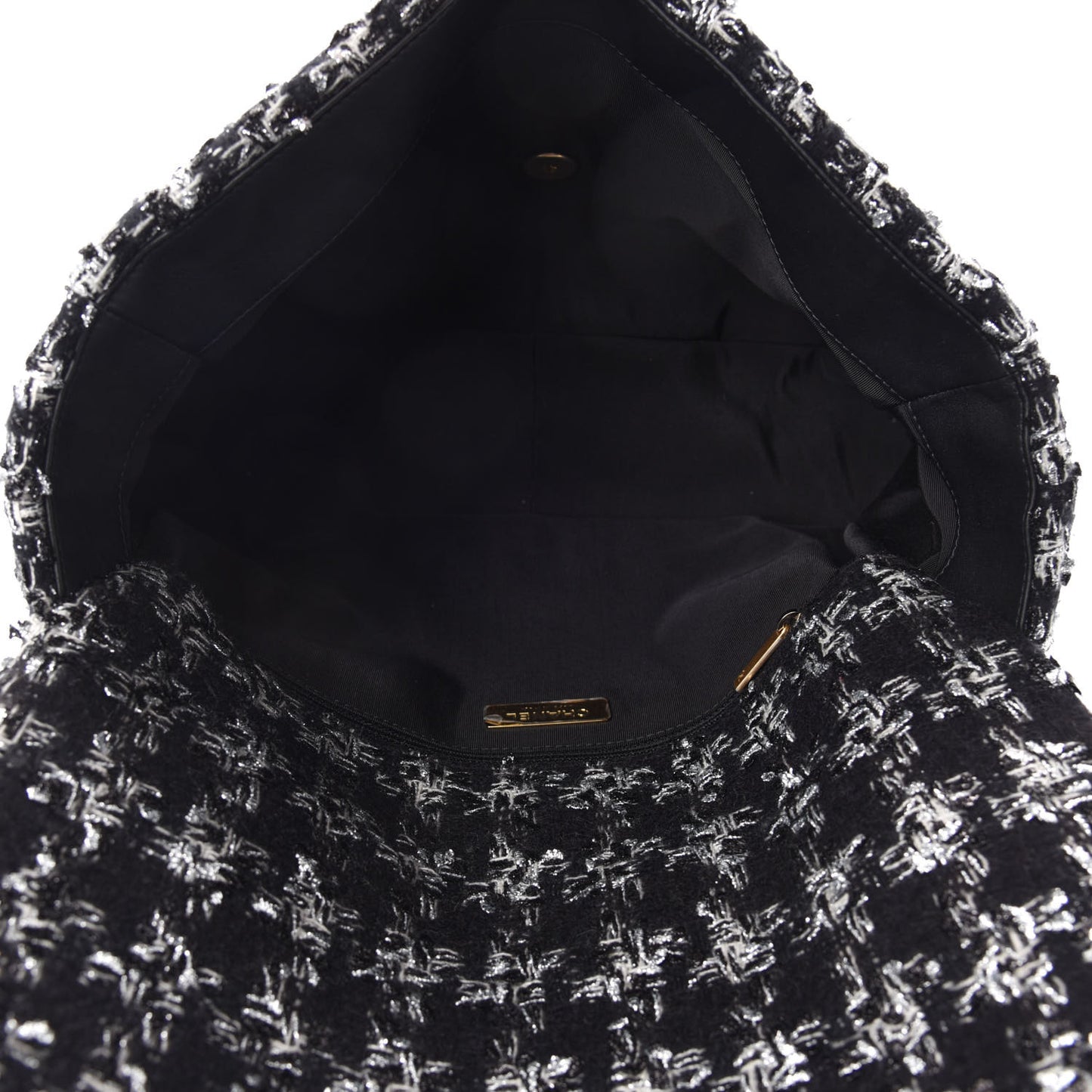 Tweed Quilted Maxi Chanel 19 Flap Black Silver Ecru