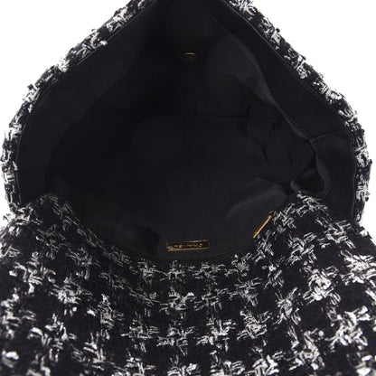 Chanel Tweed Quilted Maxi Chanel 19 Flap Black Silver Ecru 5 of 10