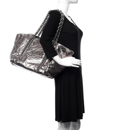 Chanel Metallic Cracked Calfskin Modern Chain Tote Dark Silver 2 of 10