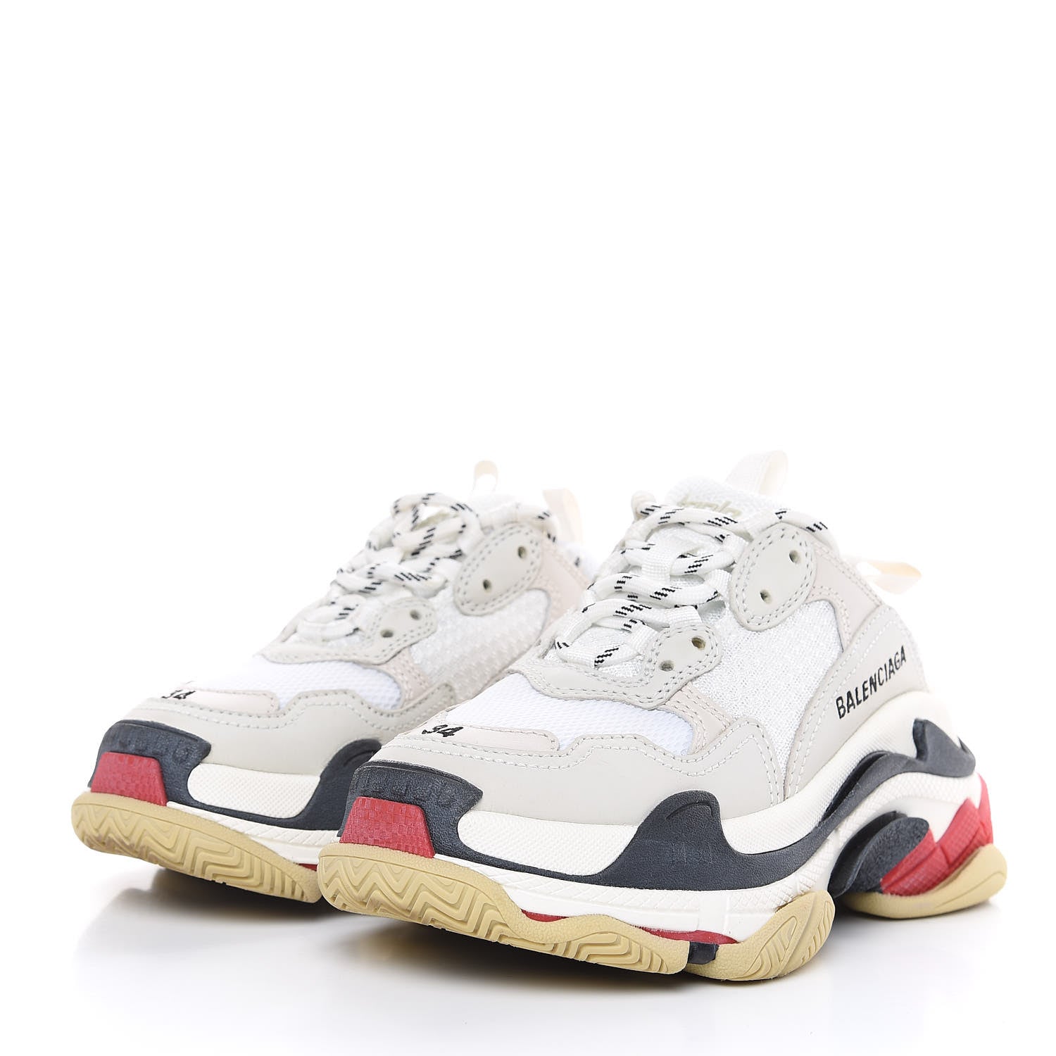 Balenciaga Fabric Mesh Womens Triple S Sneakers 38 Grey Red White 3 of 10