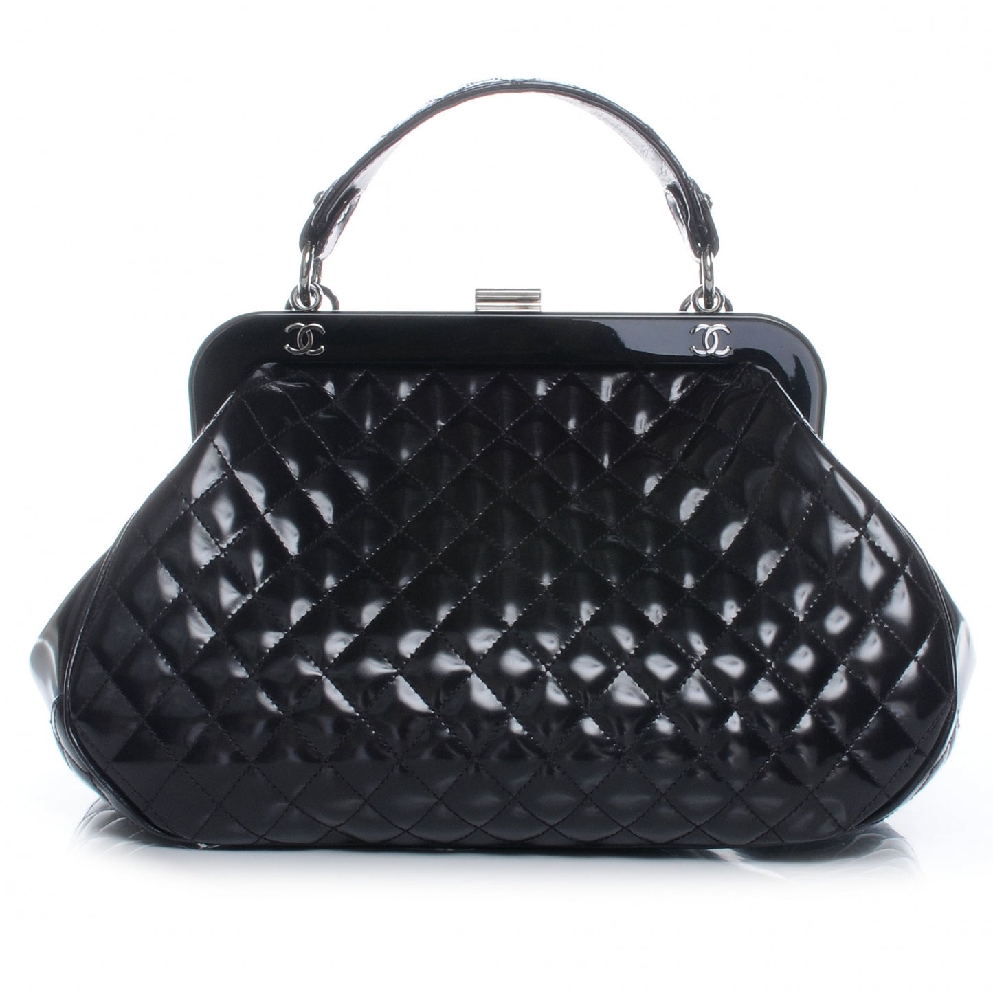 Patent Quilted Mademoiselle Small Frame Bag Purple