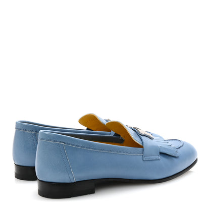 Hermes Goatskin Womens Royal Loafers 35 Bleu Faience 5 of 10