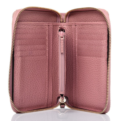 Gucci Monogram Dollar Calfskin Zip Around Compact Wallet Beige Ebony Soft Pink 5 of 17