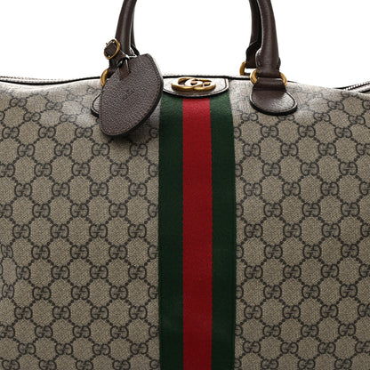 Gucci GG Supreme Monogram Textured Dollar Calfskin Web Medium Ophidia Carry-On Duffle Bag Beige Ebony New Acero 7 of 10