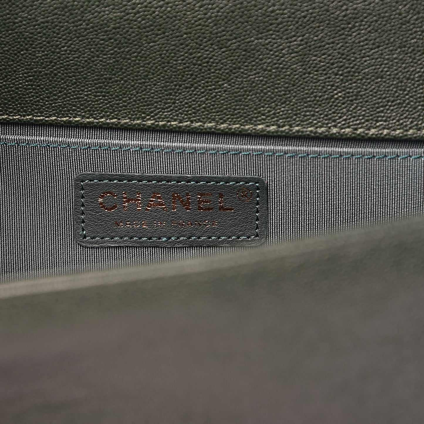 Caviar Chevron Quilted Medium Boy Flap Dark Green