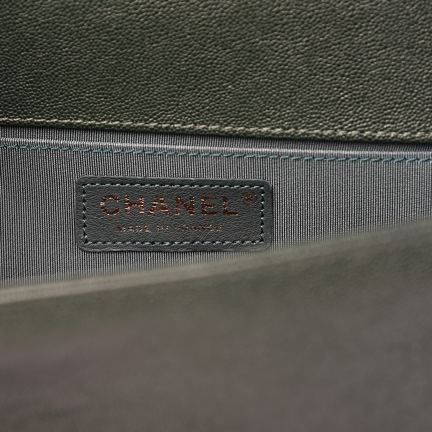 Chanel Caviar Chevron Quilted Medium Boy Flap Dark Green 6 of 11