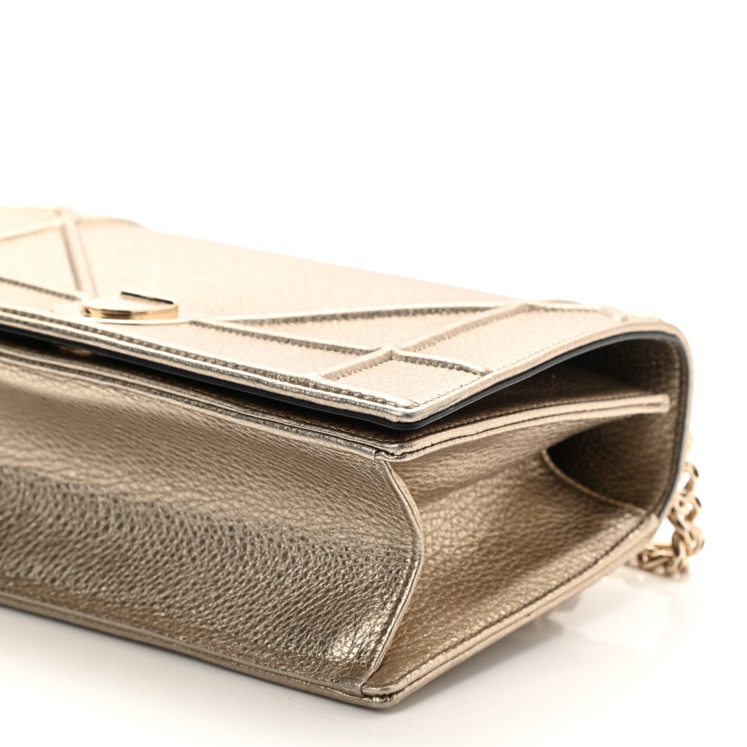 Christian Dior Metallic Grained Calfskin Medium Diorama Flap Bag Pale Gold 8 of 8