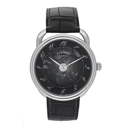 Hermes Stainless Steel Alligator 40mm Arceau Squelette Automatic Watch Noir 1 of 5