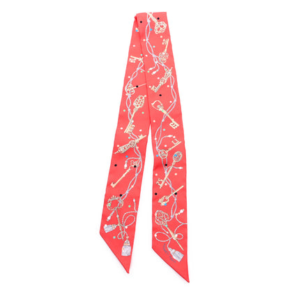 Hermes Silk Les Cles A Pois Twilly Grenadine Beige Multicolor 2 of 3