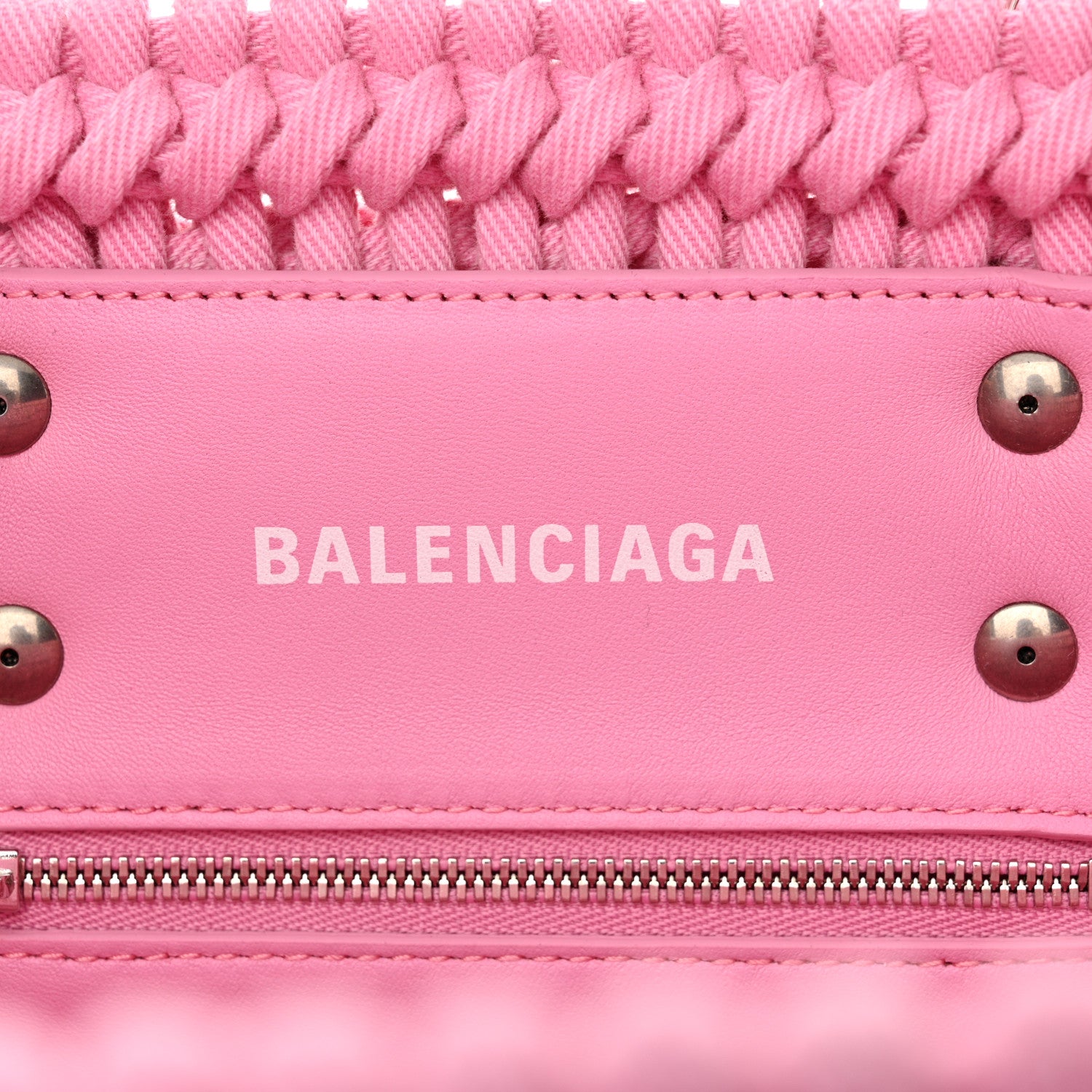 Balenciaga Washed Frayed Denim Braided XS Bistro Basket Pink 6 of 16