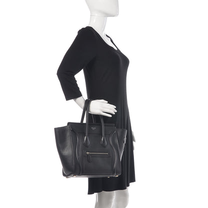 Celine Drummed Calfskin Micro Luggage Black 2 of 19