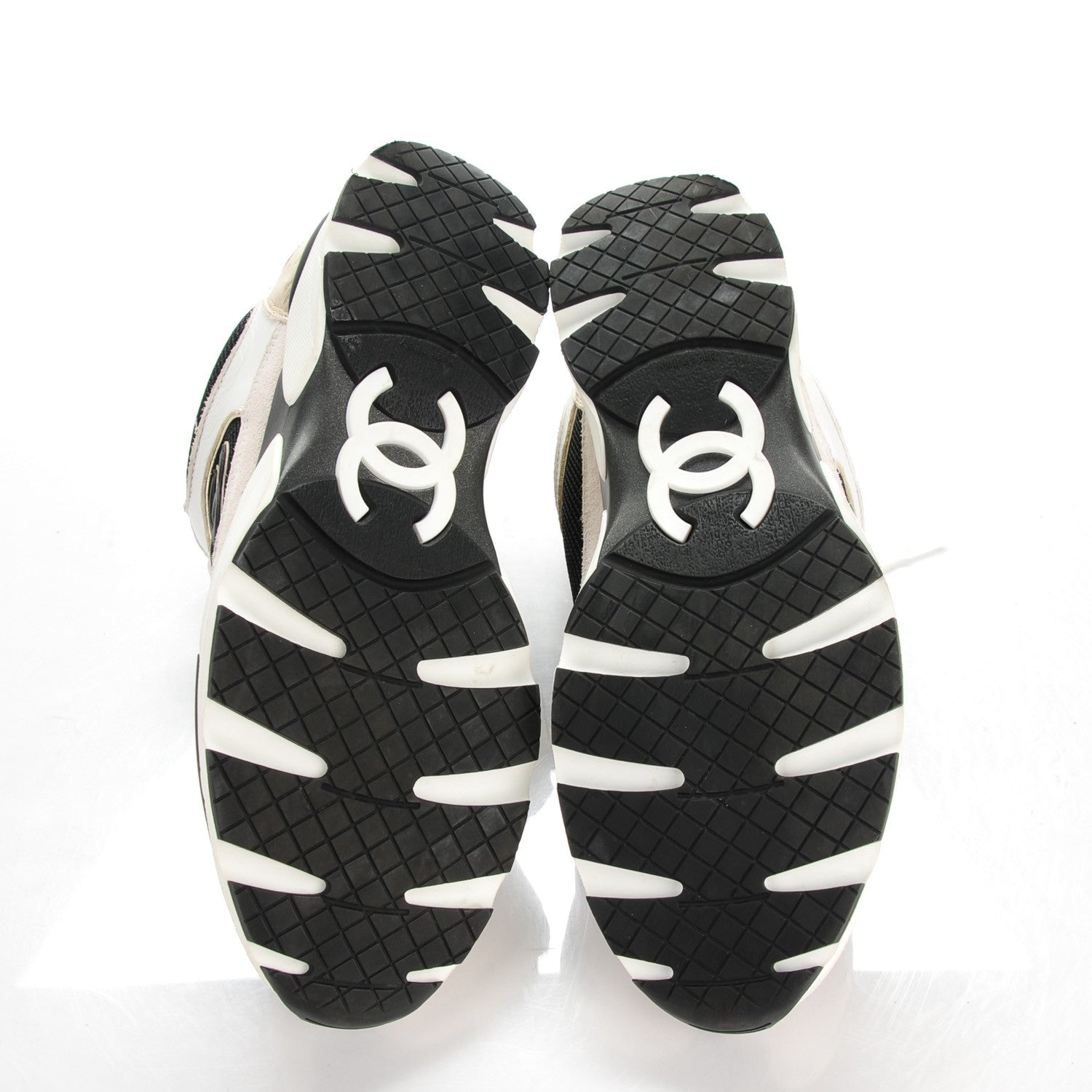 Chanel Suede Calfskin CC Sneakers 39 Black White Gold 5 of 9