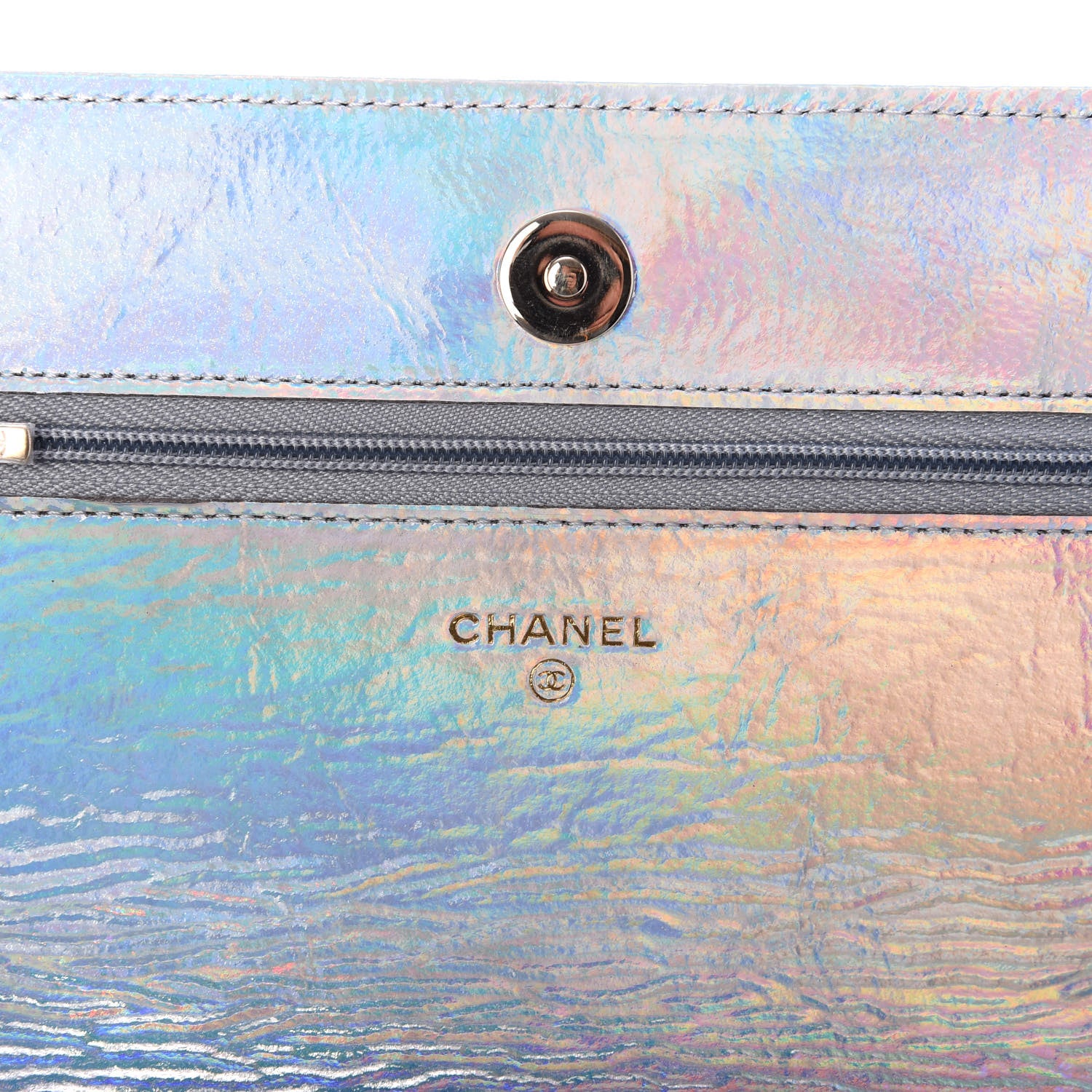 Chanel Iridescent Goatskin Quilted Wallet On Chain WOC Silver 6 of 11