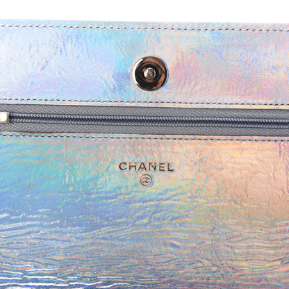 Chanel Iridescent Goatskin Quilted Wallet On Chain WOC Silver 6 of 11
