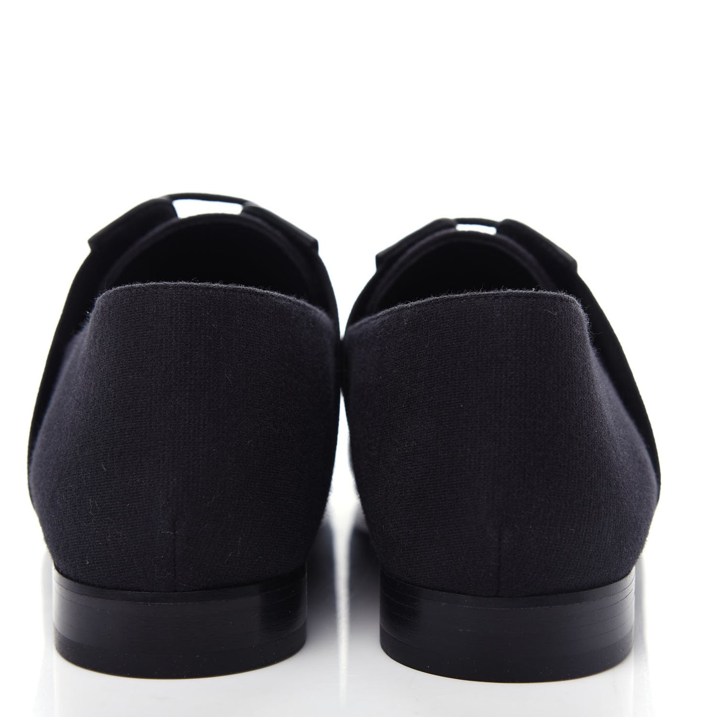 Calfskin Elastic Lace Up Cap Toe CC Loafers 36 Black