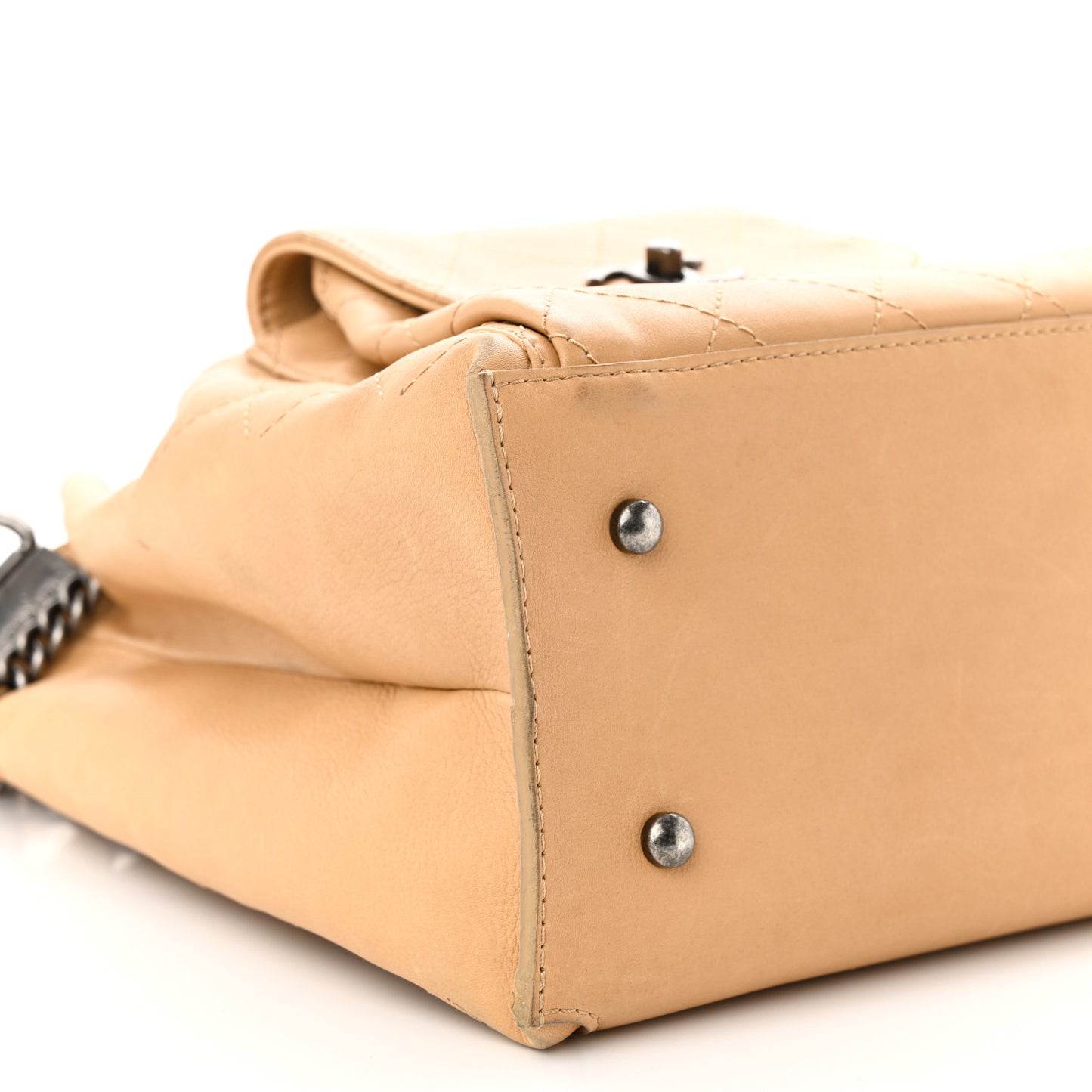 Calfskin Stitched Medium Urban Luxury Drawstring Backpack Beige
