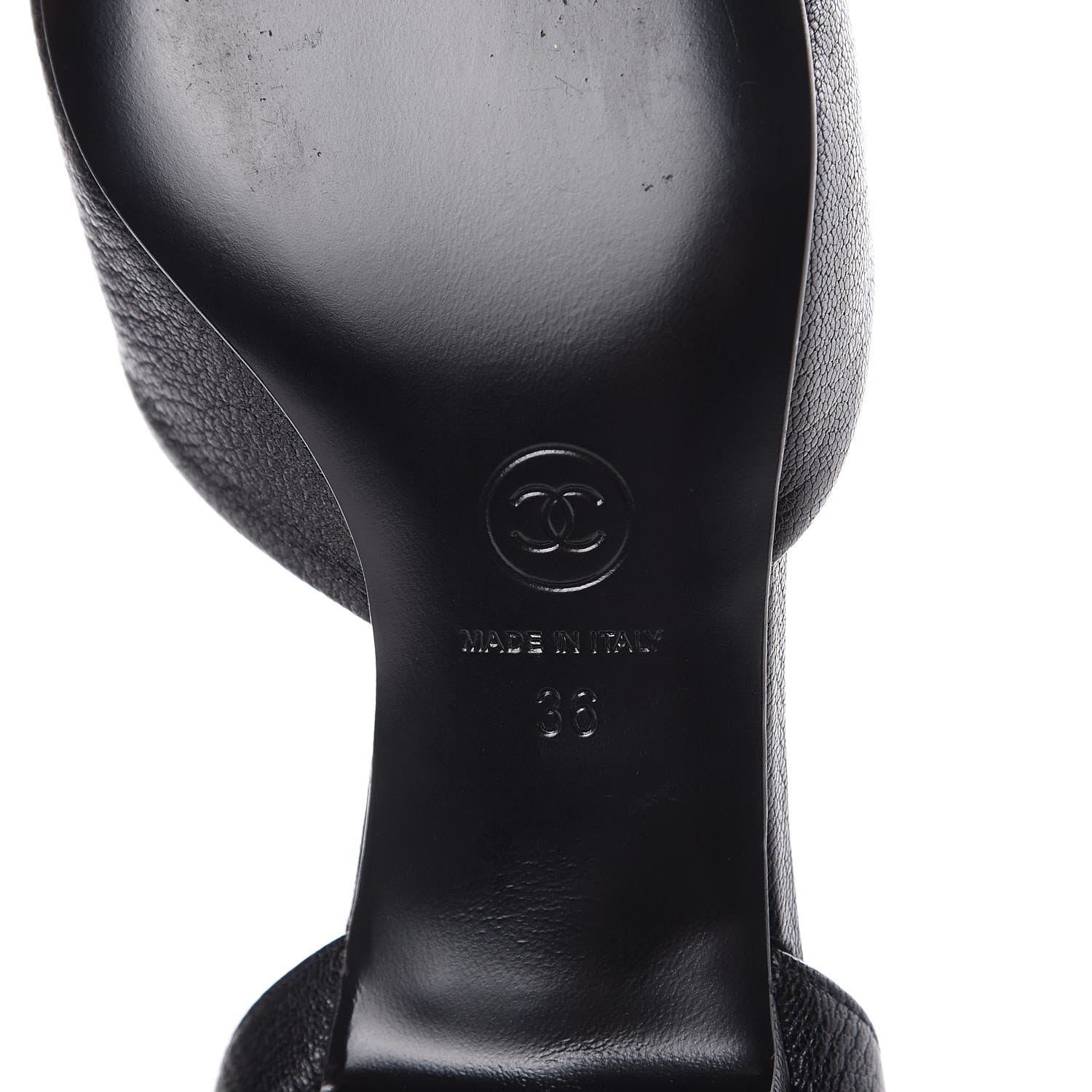 Chanel Goatskin Cap Toe CC Slingback Pumps 36 Black 7 of 10