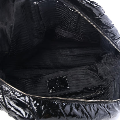 Prada Vernice Chevron Dome Satchel Black 4 of 4