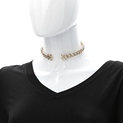 Chanel Metal CC Chain Link Choker Necklace L Gold 2 of 5