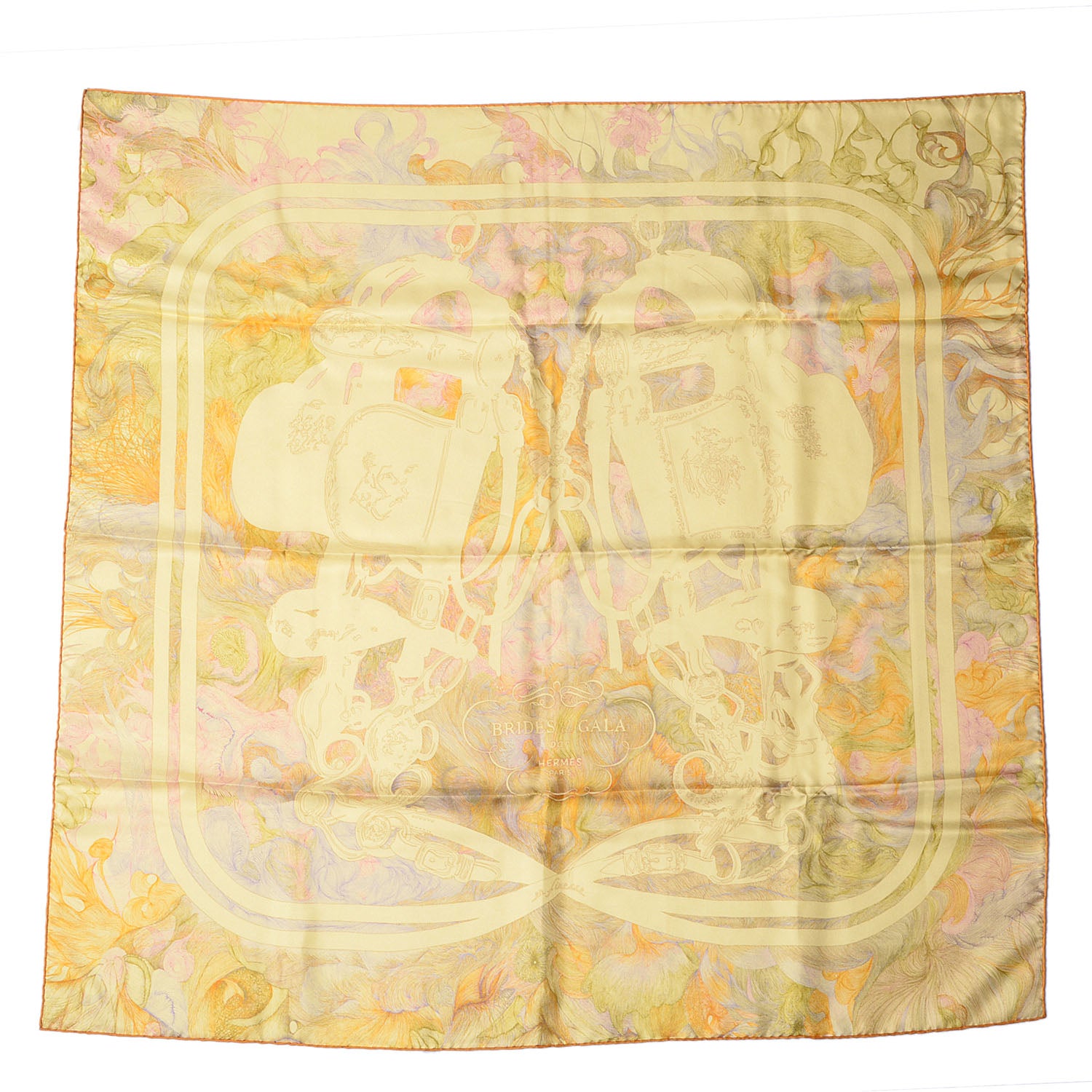 Hermes Silk Brides De Gala En Finesse Scarf 90 Soleil Jaune Pale Tilleul 2 of 6