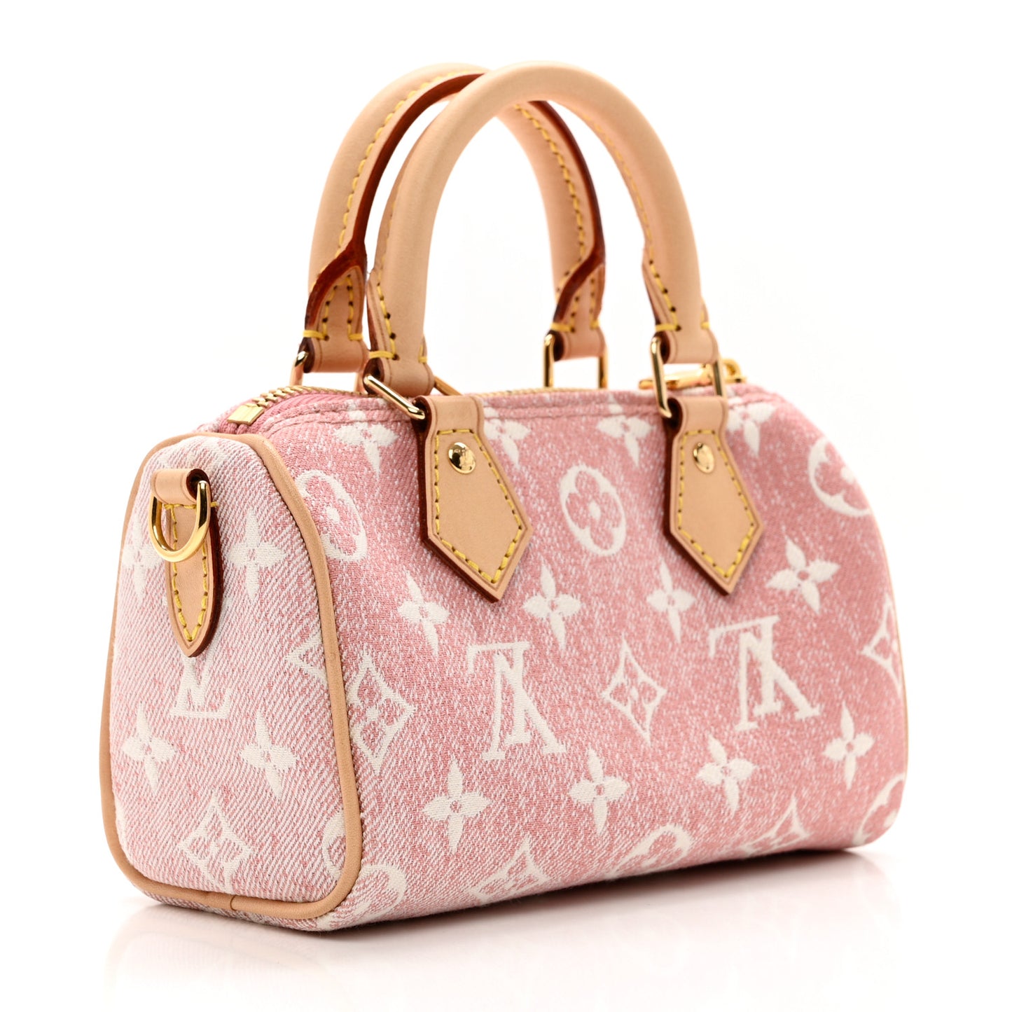 Monogram Jacquard Denim Nano Speedy Bandouliere Pink