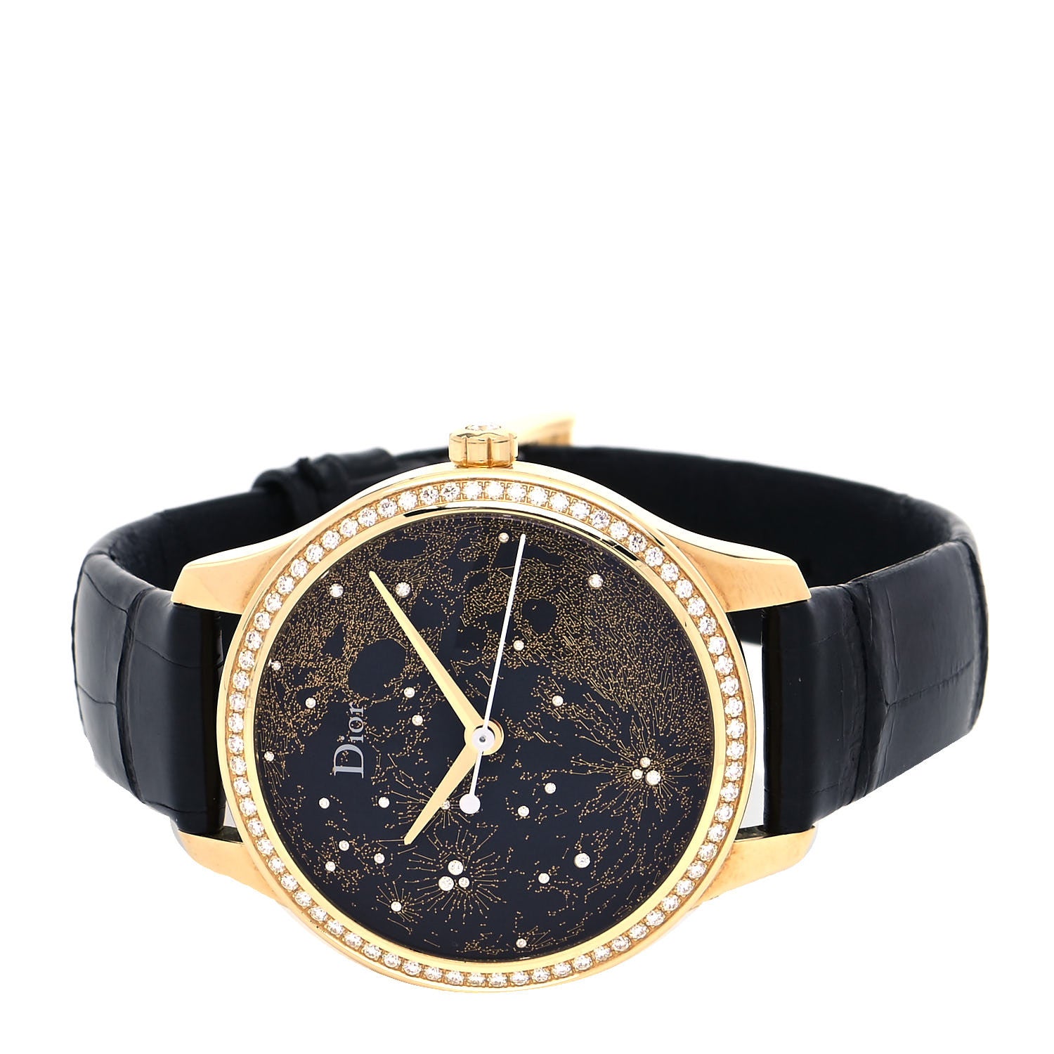 Christian Dior 18K Yellow Gold Alligator Diamond Bezel 36mm Dior VIII Montaigne Clair De Lune Automatic Watch 2 of 5