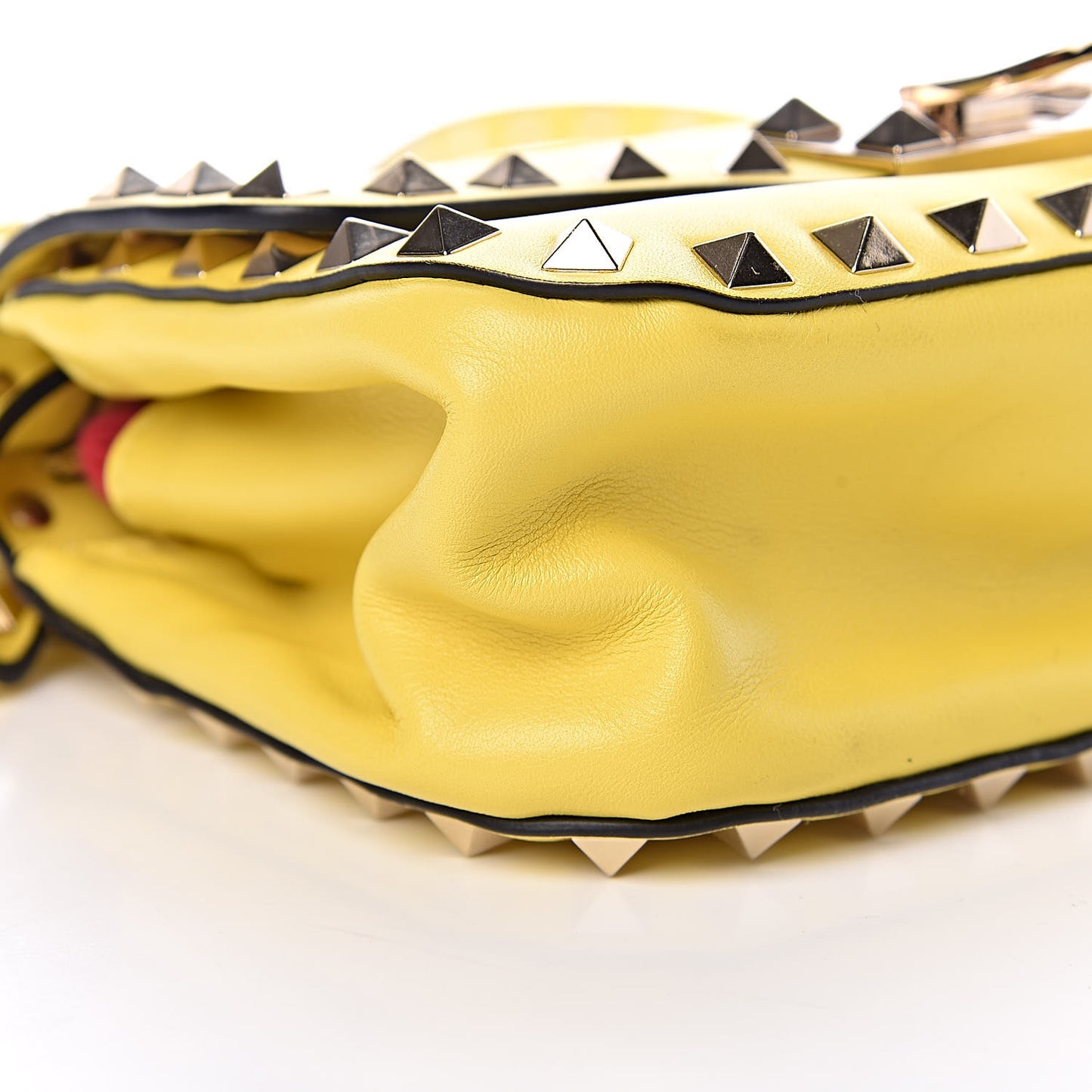 Vitello Mini Rockstud Flap Saddle Crossbody Bag Naples Yellow