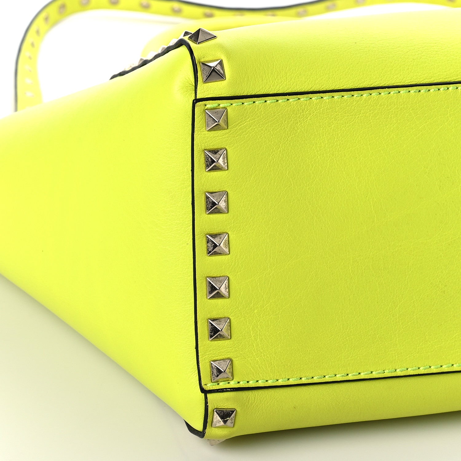 Valentino Garavani Vitello Small Rockstud Double Handle Tote Yellow Fluo 8 of 10