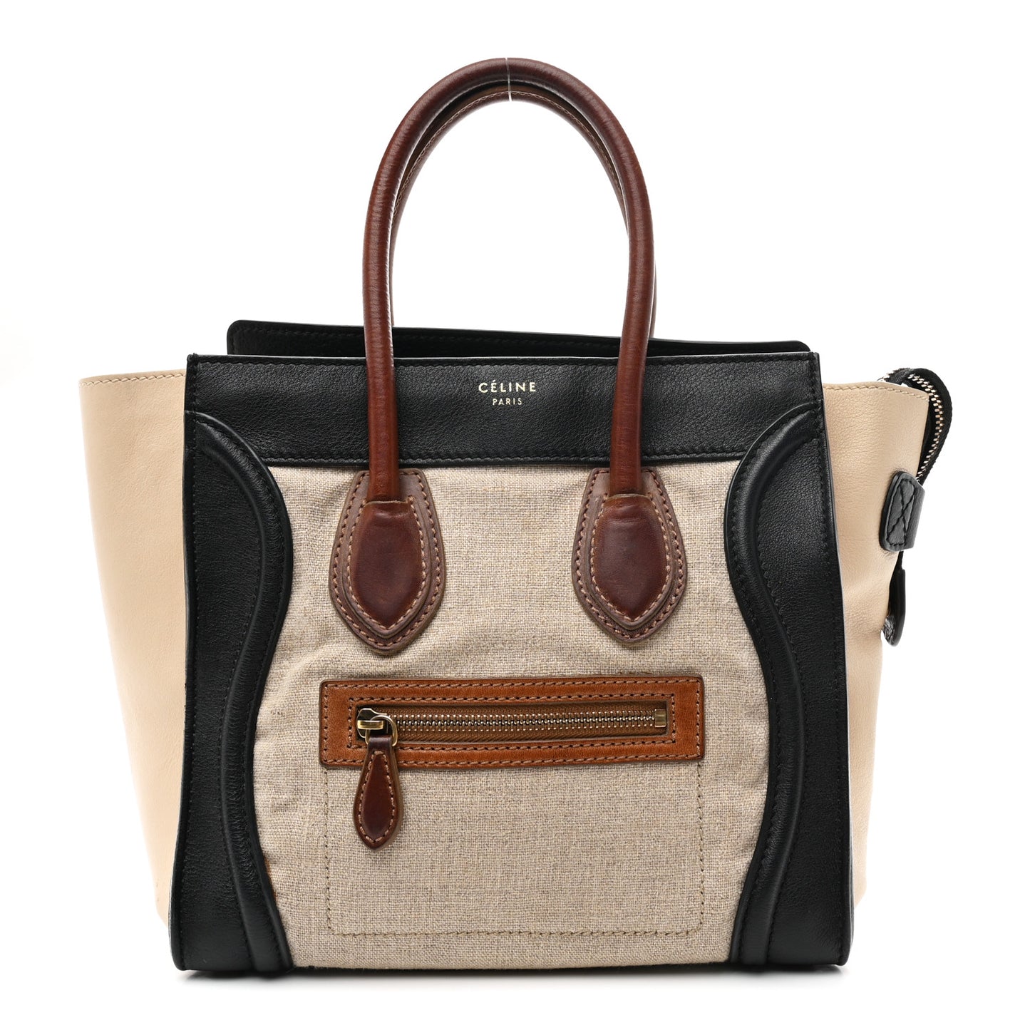 Canvas Smooth Calfskin Micro Tri-Color Luggage Natural Black Tan