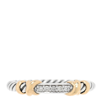 David Yurman Sterling Silver 18K Yellow Gold Diamond Petite Helena Wrap Ring 54 7 1 of 4