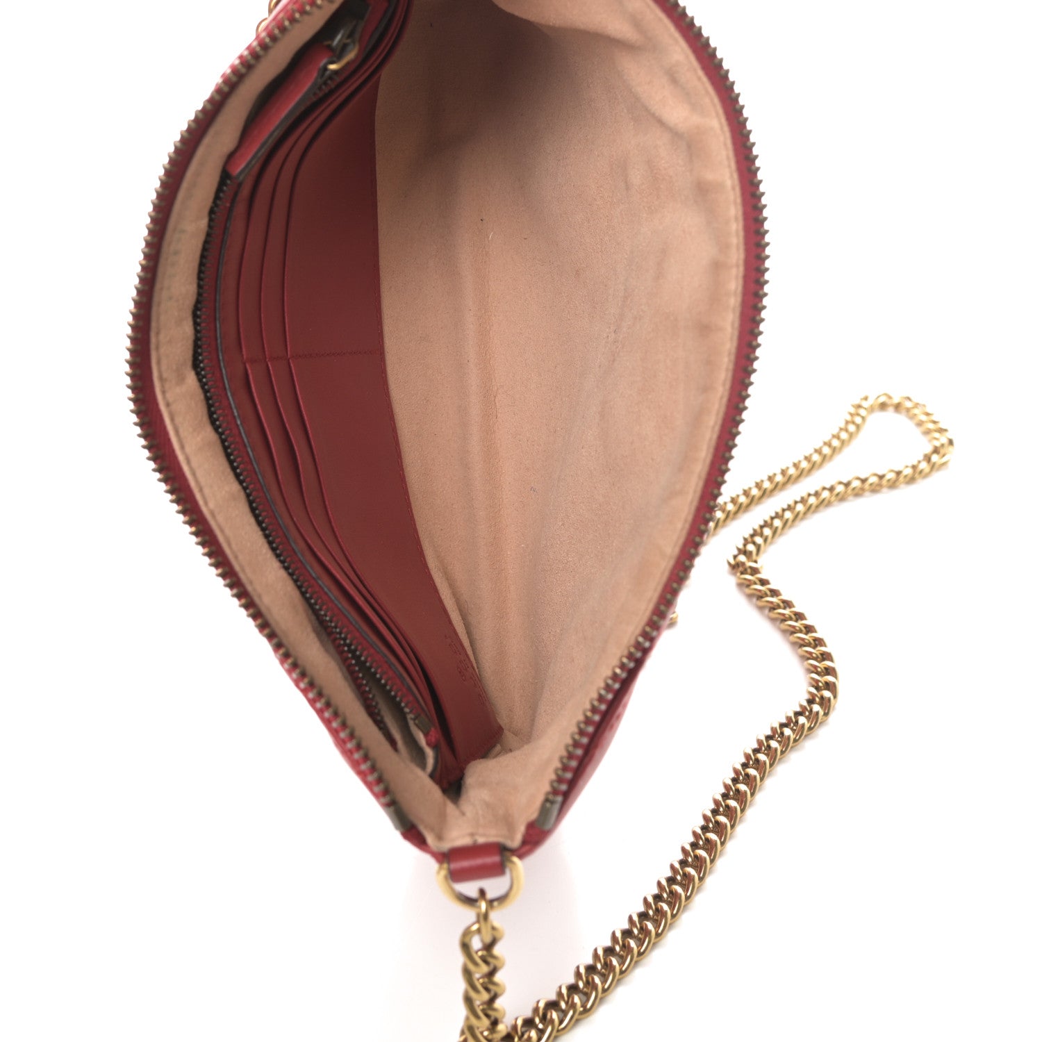 Gucci Calfskin Matelasse Mini GG Marmont Chain Bag Hibiscus Red 5 of 12